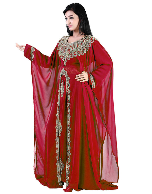 Beautiful Red Colored Georgette Heavy Farasha